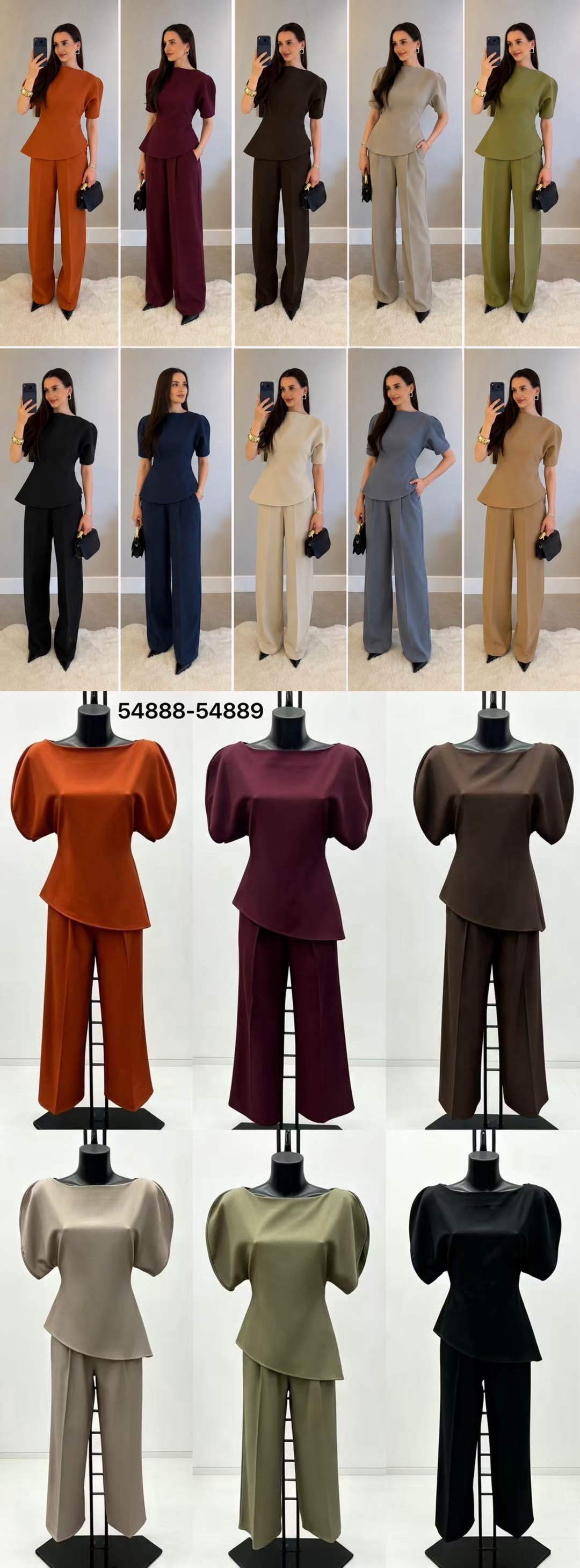Komplet Bluzka i Spodnie Wide Leg
