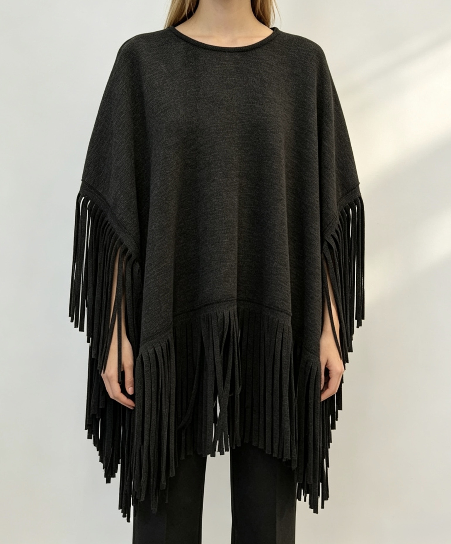Bluzka oversize tunikowa z frędzlami