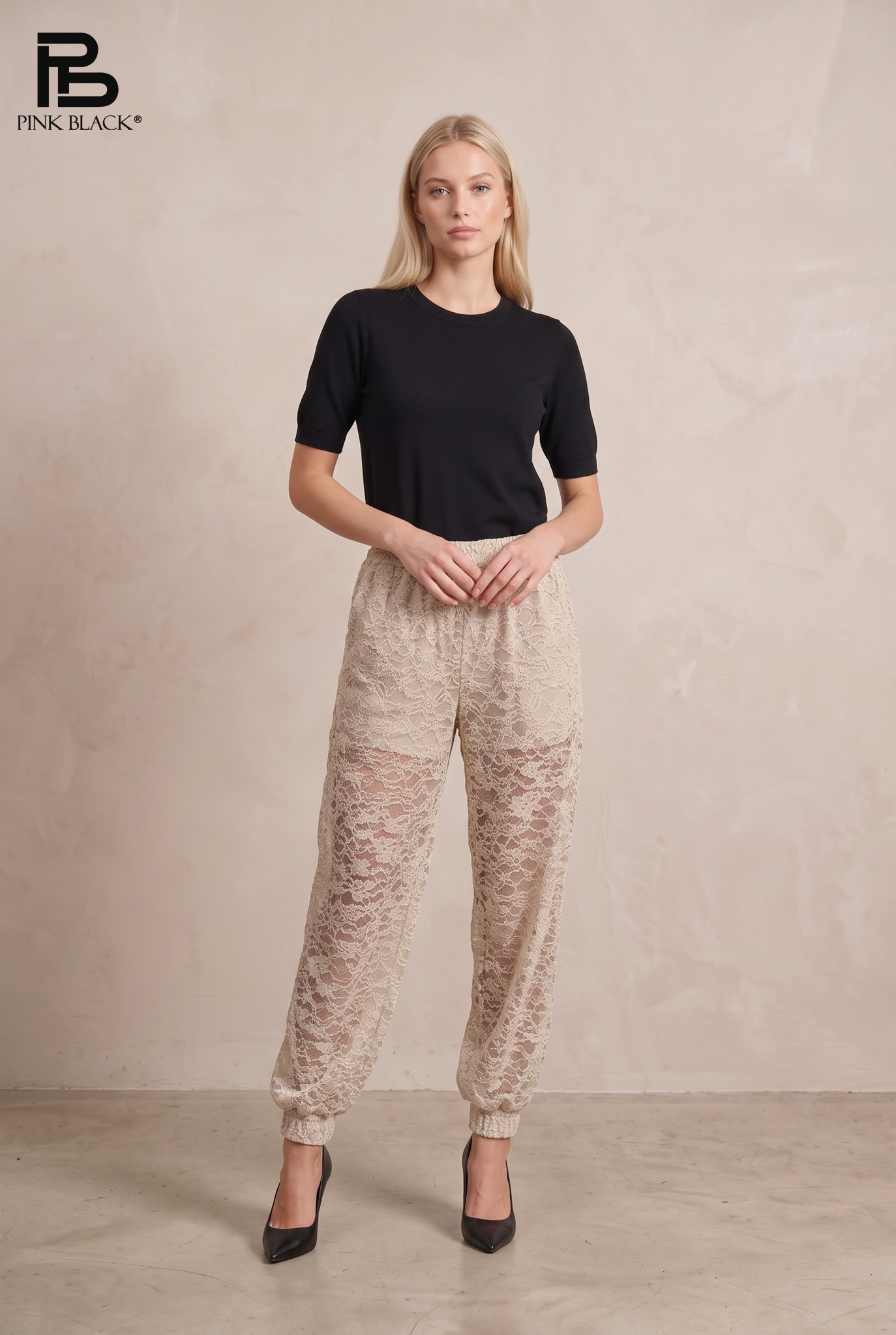 Spodnie koronkowe jogger