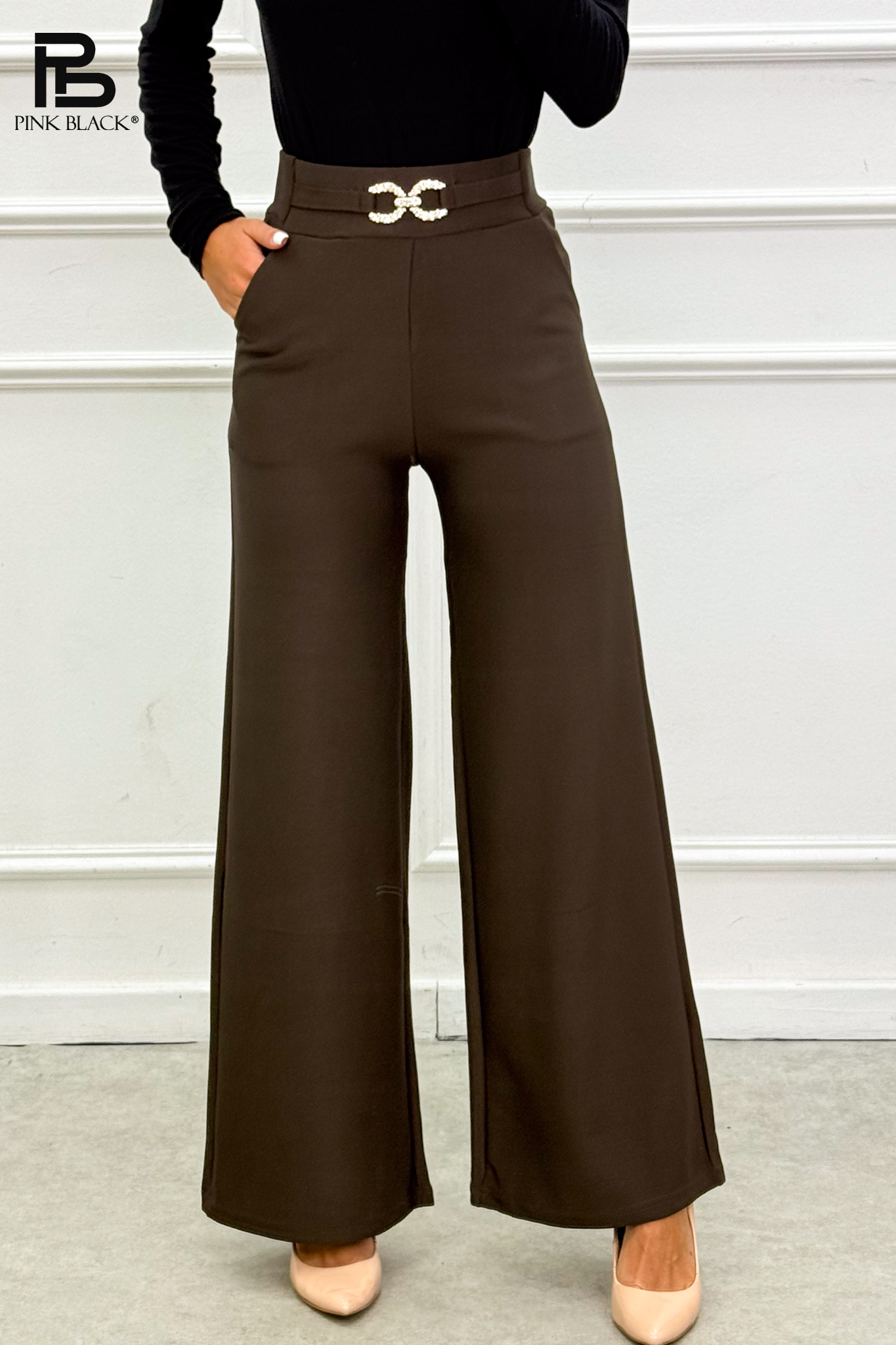 Spodnie Wide Leg Wysoki Stan