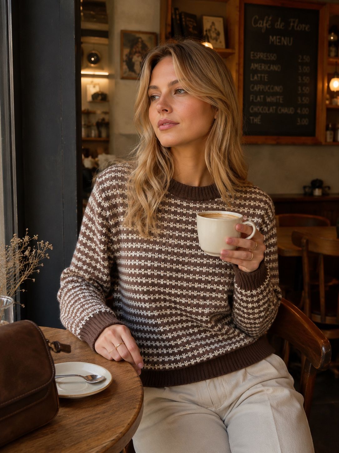Sweter prosta sylwetka prążkowany