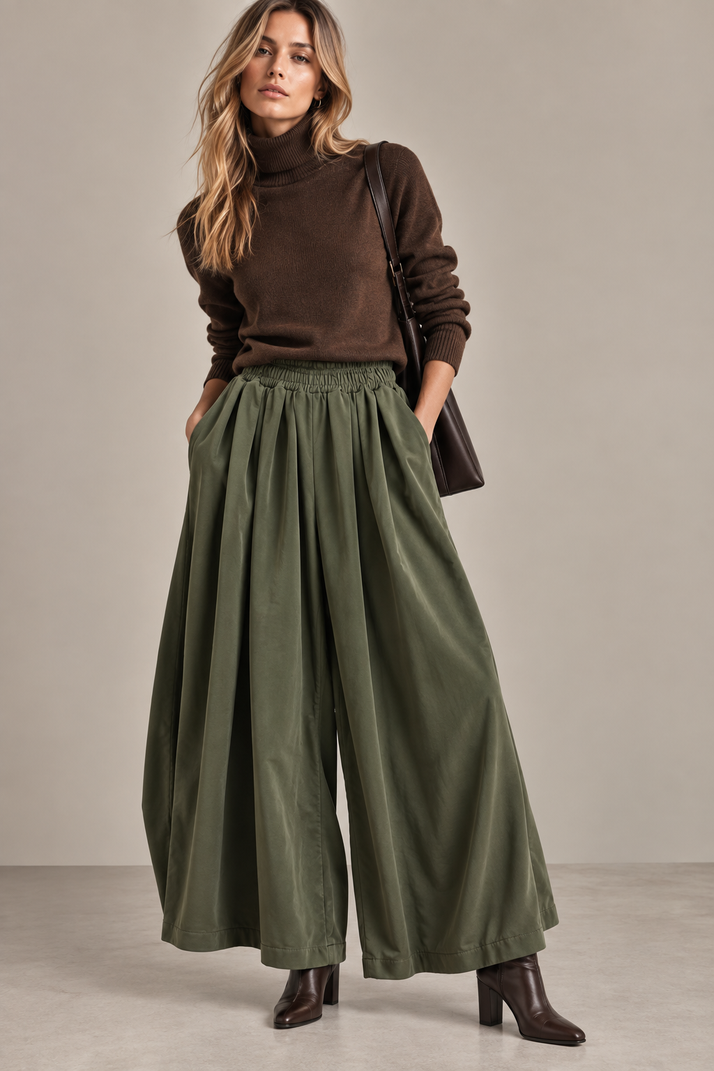 Spodnie Wide Leg Z Troczkiem