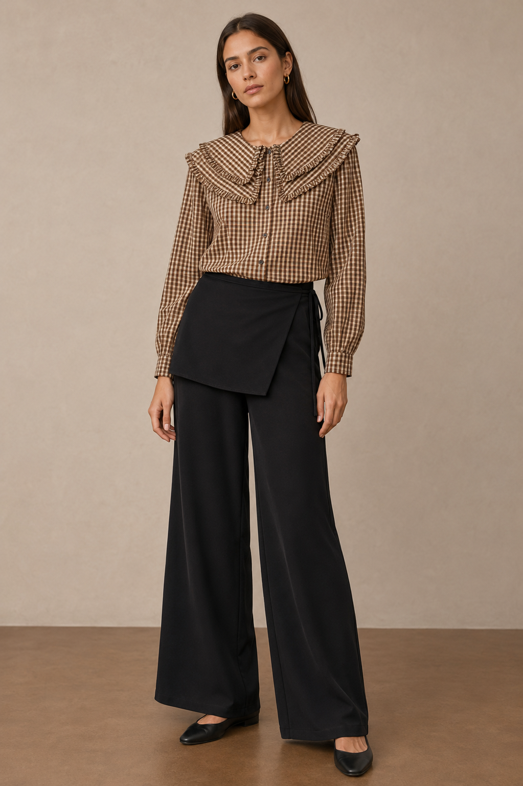 Spodnie Wide Leg Z Troczkami