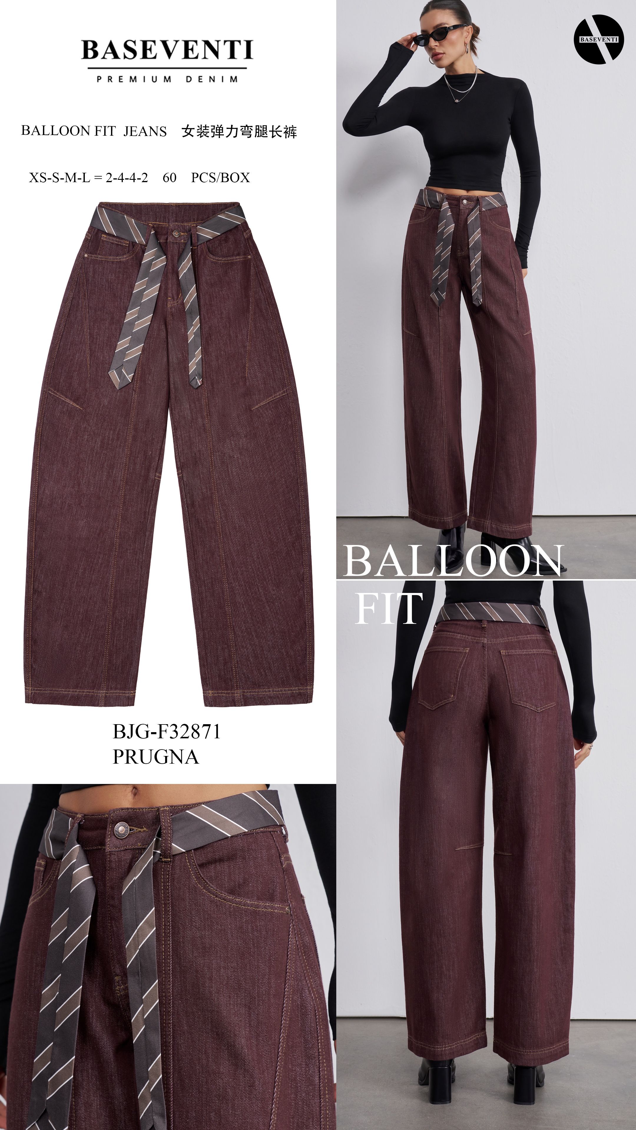 Spodnie Balloon Fit z Paskiem