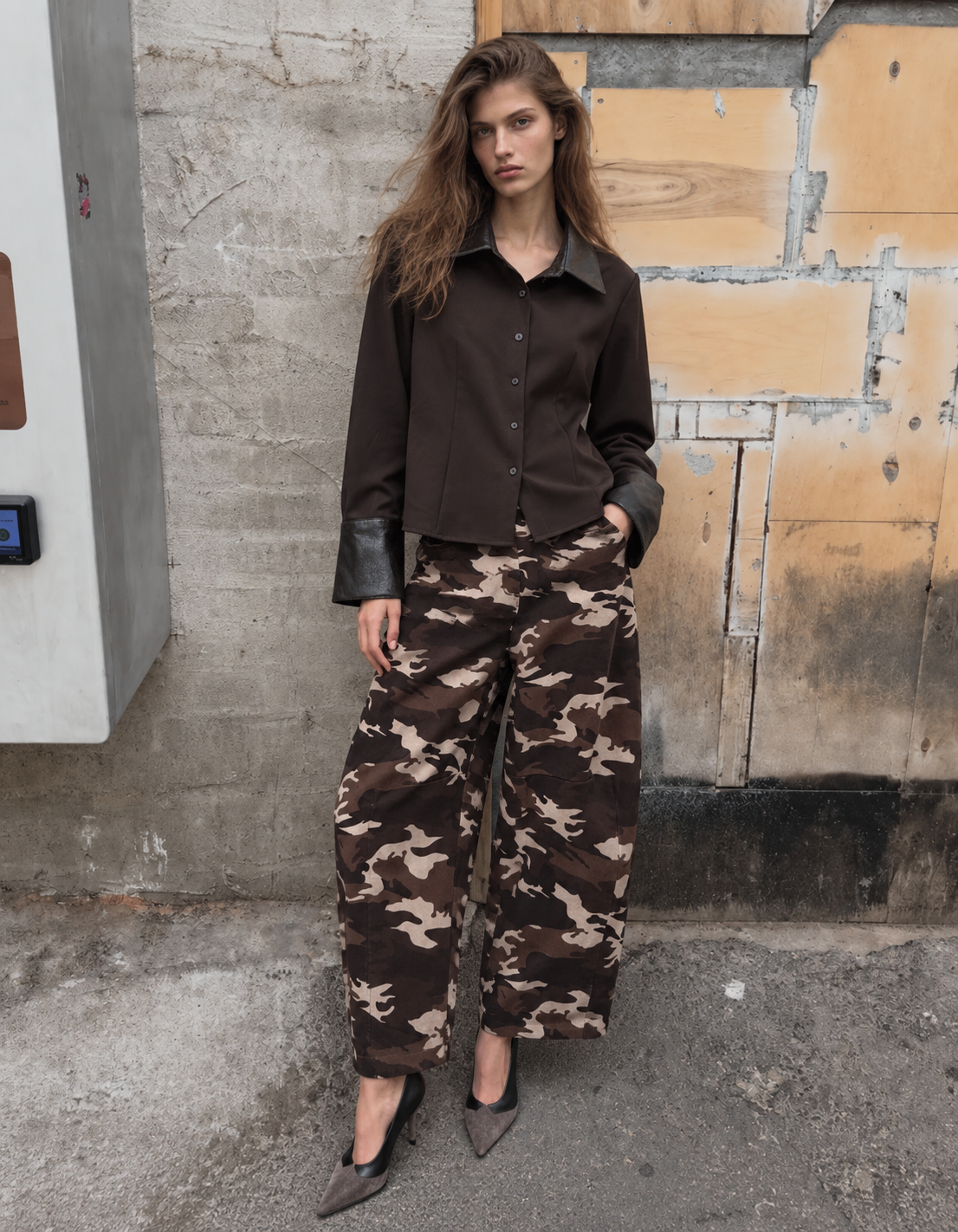 Spodnie Wide Leg Moro