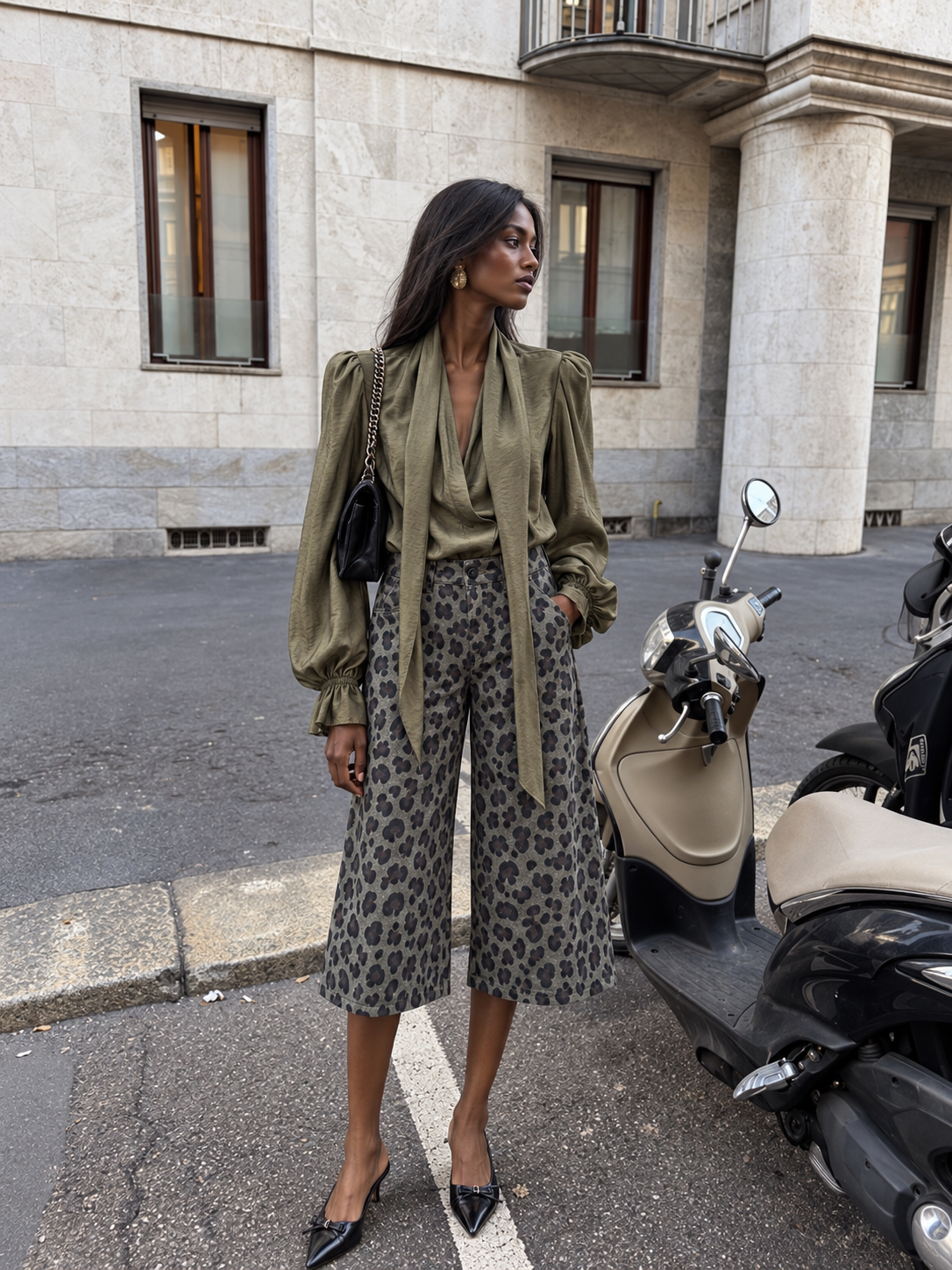 Spodnie culotte z wzorem