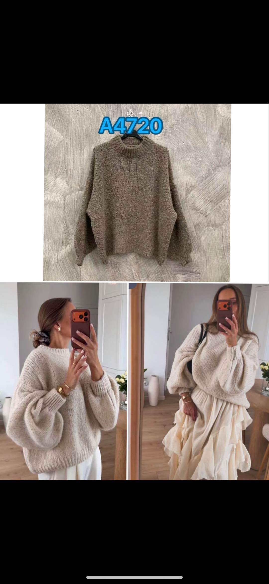 Sweter Oversize z Bufkami