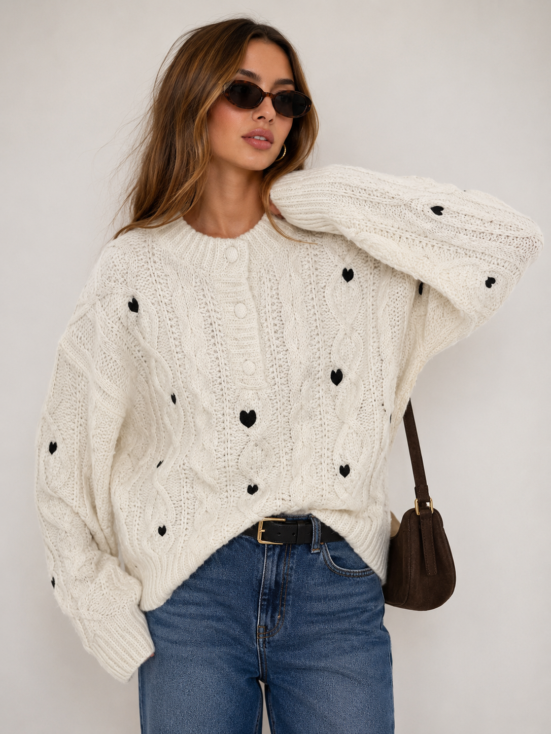 Sweter Oversize z Warkoczem