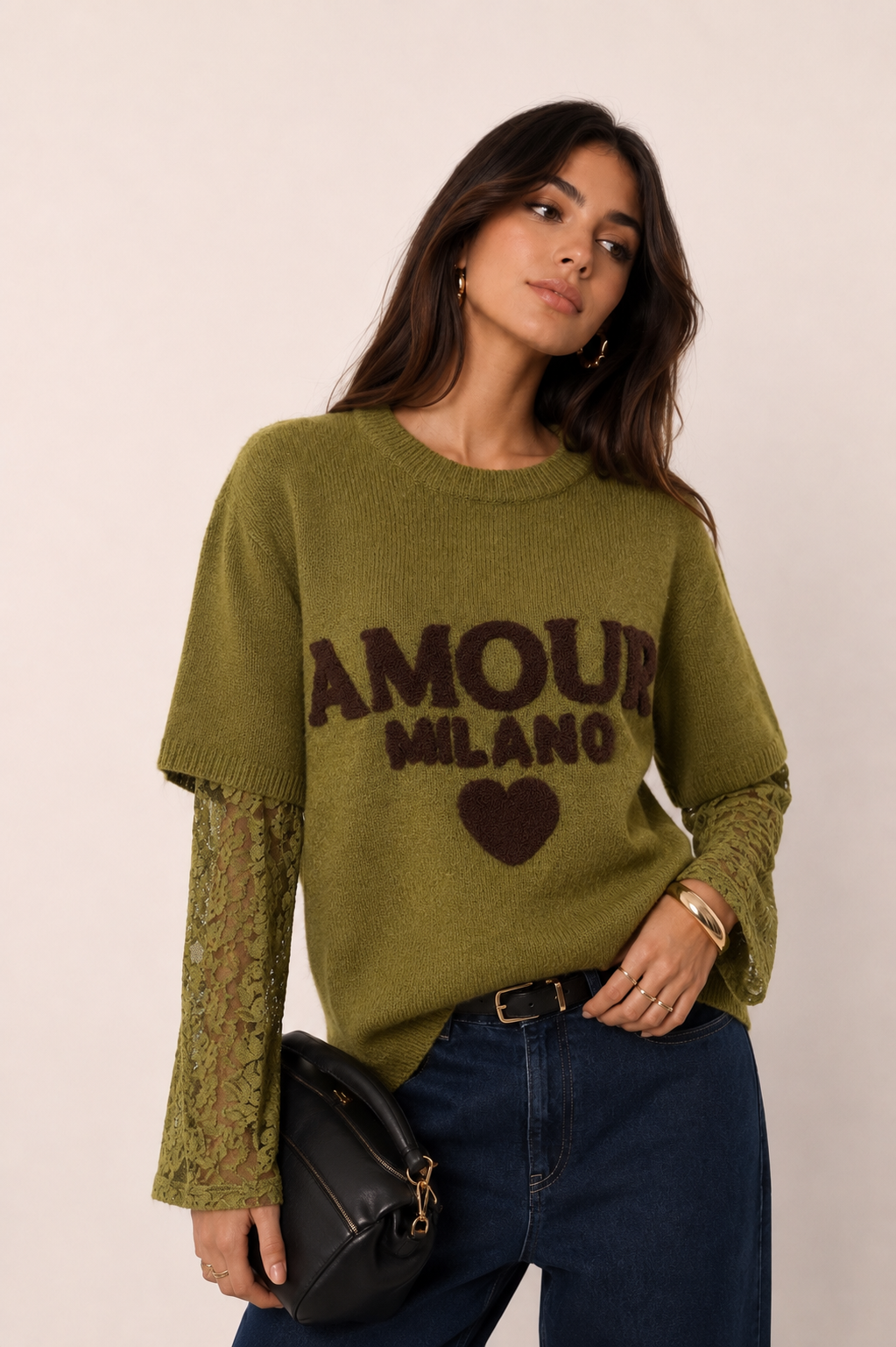 Sweter luźny z koronką