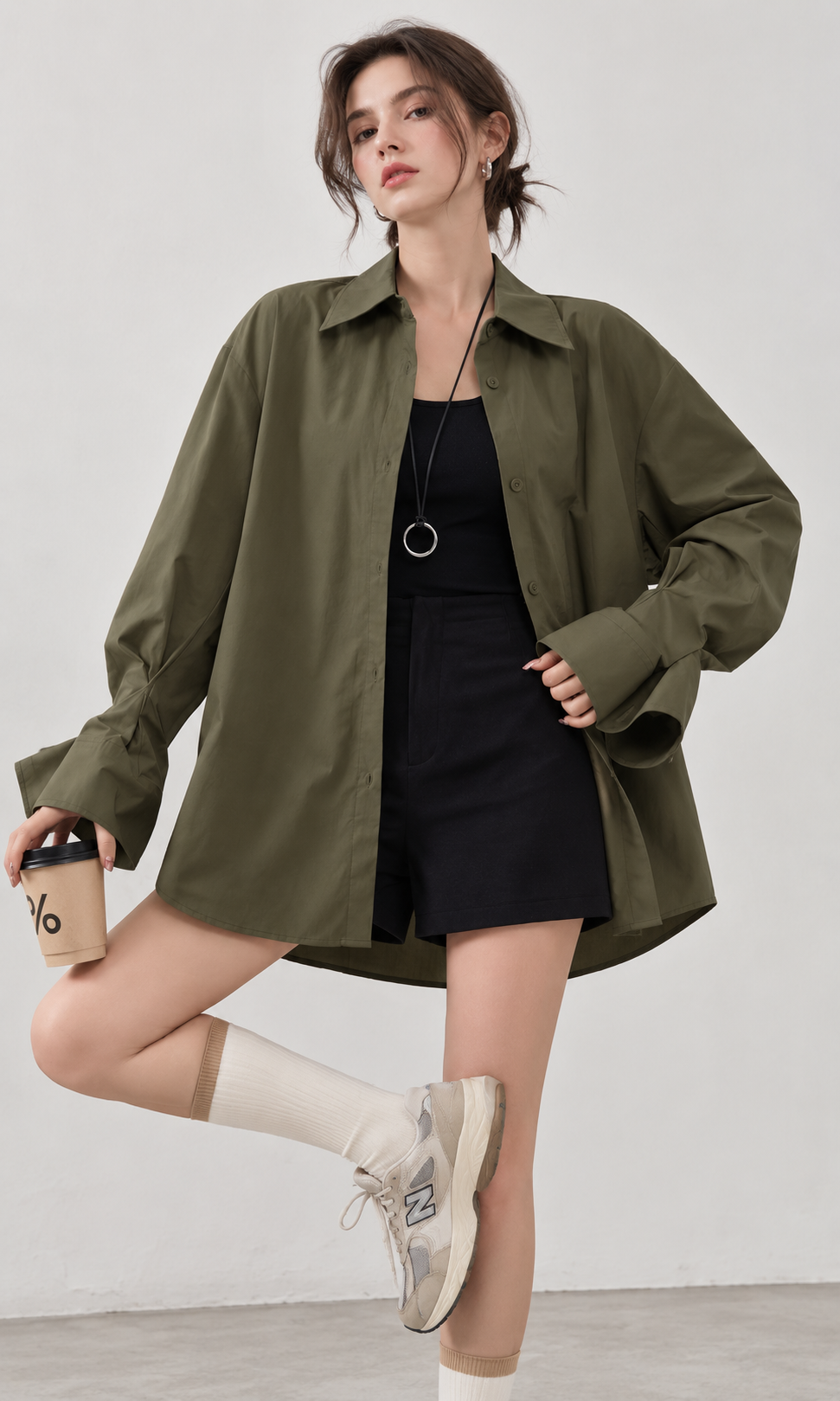 Koszula Oversize Longline z Kołnierzykiem