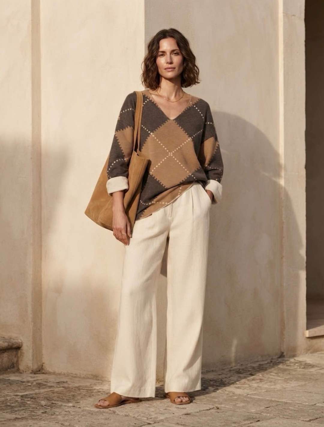 Sweter Luźny w Kratę