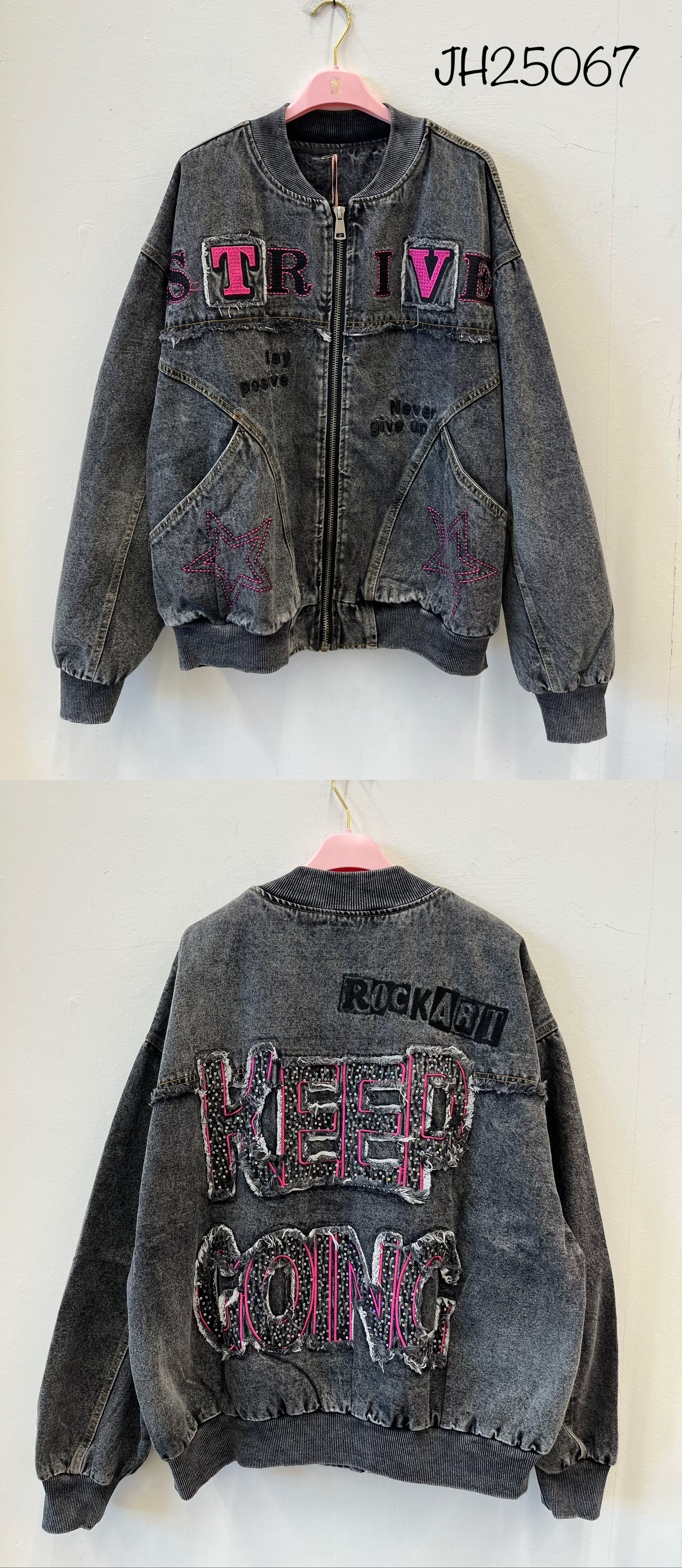 Kurtka Oversize Bomber z Napisami