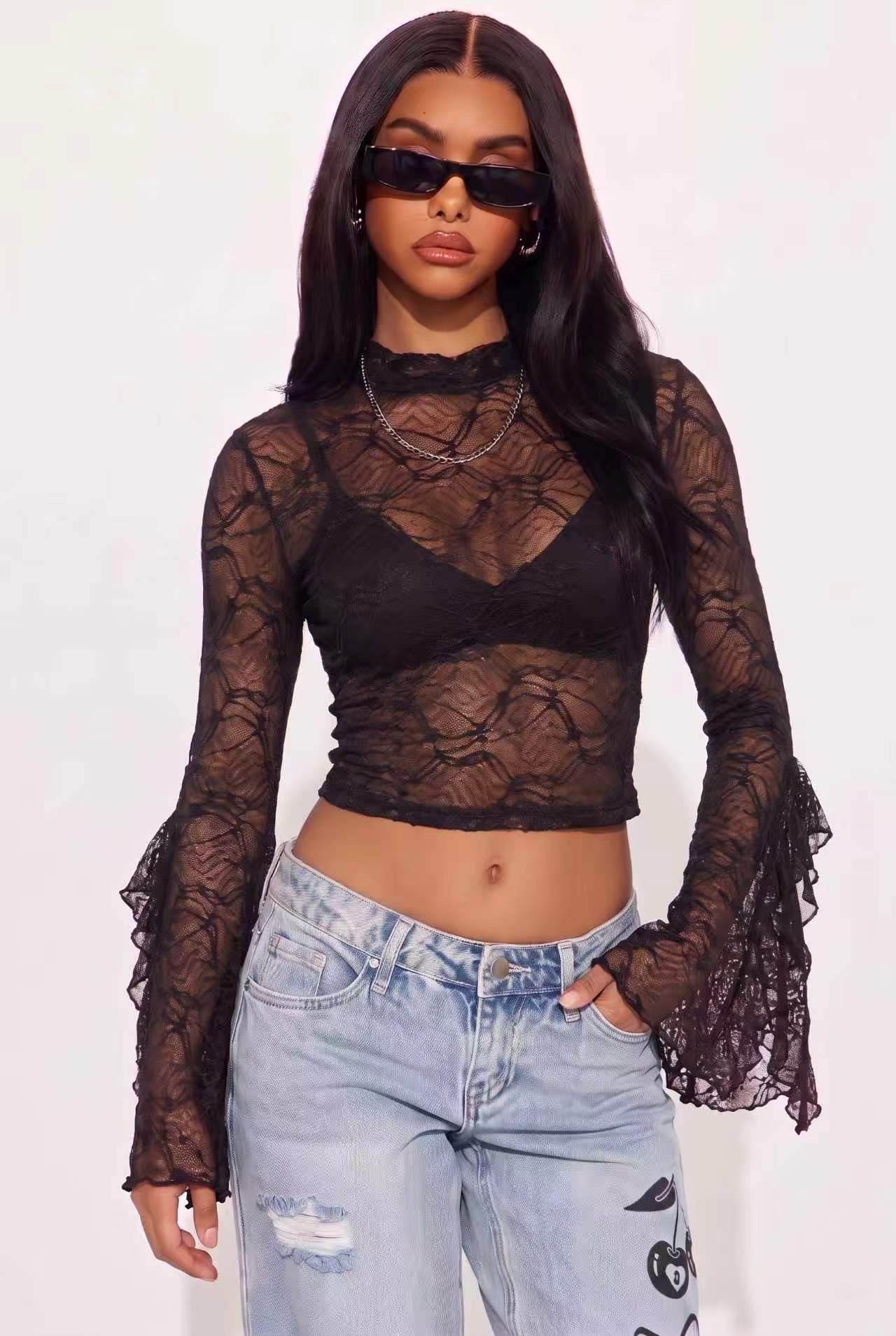 Top cropped z falbanami