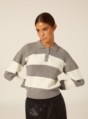 Sweter Polo w Paski