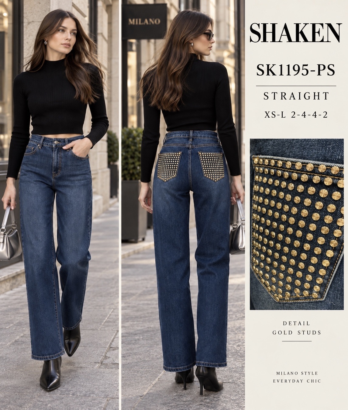 Spodnie jeansowe z wysokim stanem