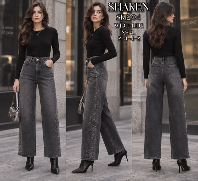 Spodnie Wide Leg z Ćwiekami