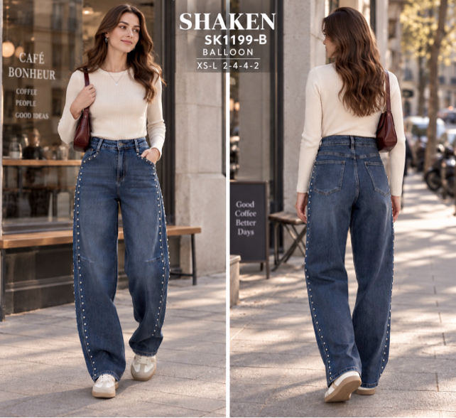 Spodnie Wide Leg z Ćwiekami