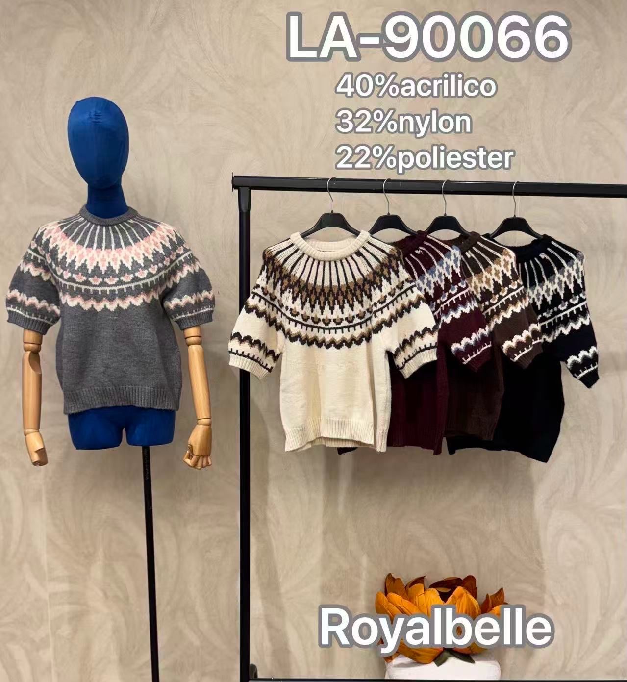 Sweter krótki z żakardem