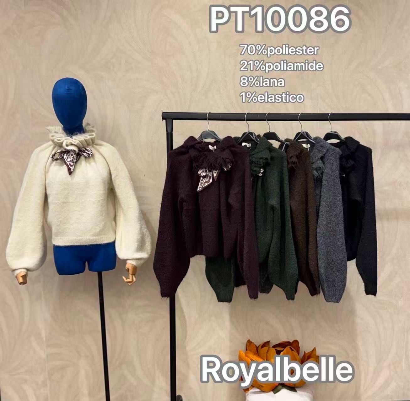 Sweter z Golfem Balonowy Rękaw
