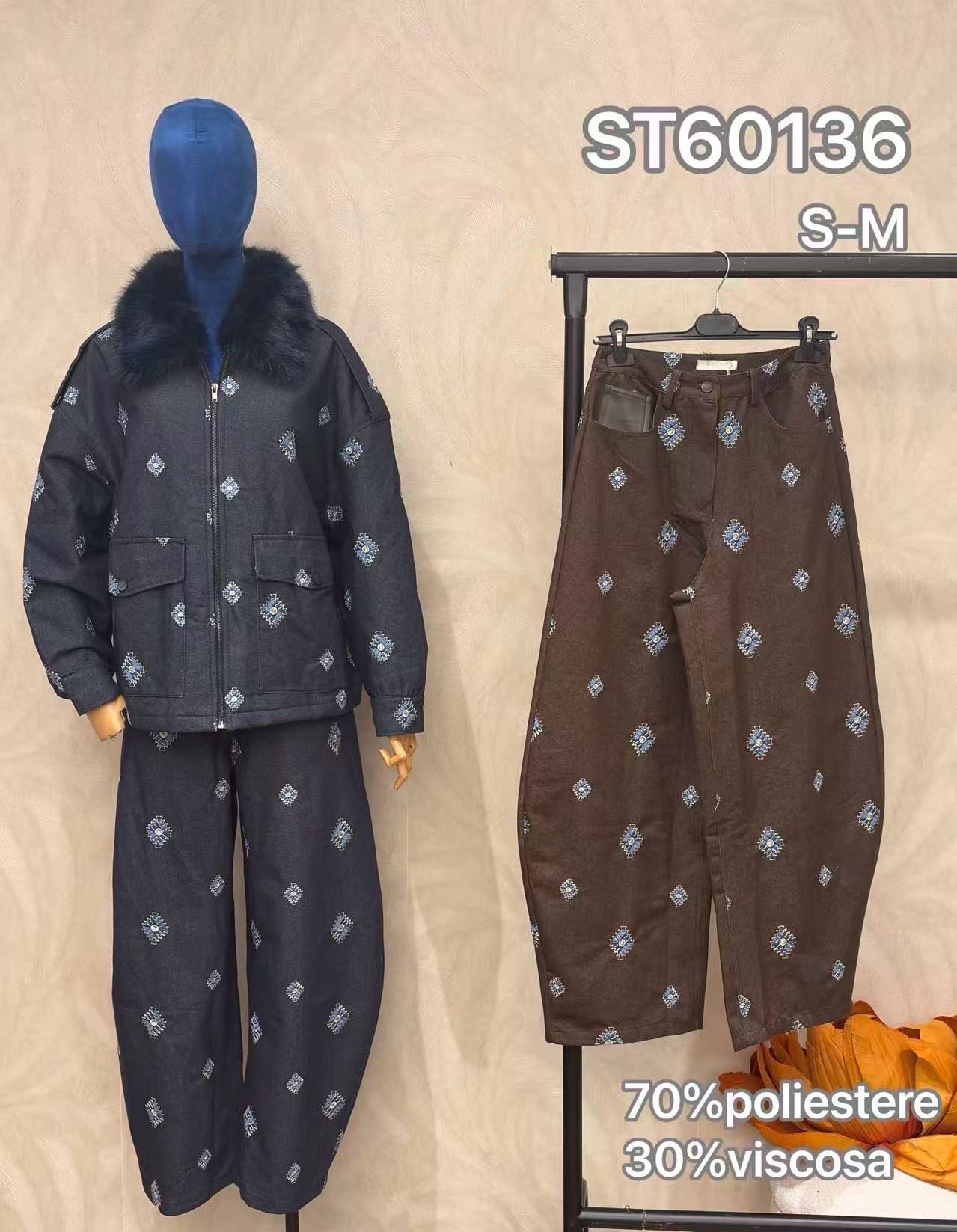 Spodnie Wide Leg geometryczne