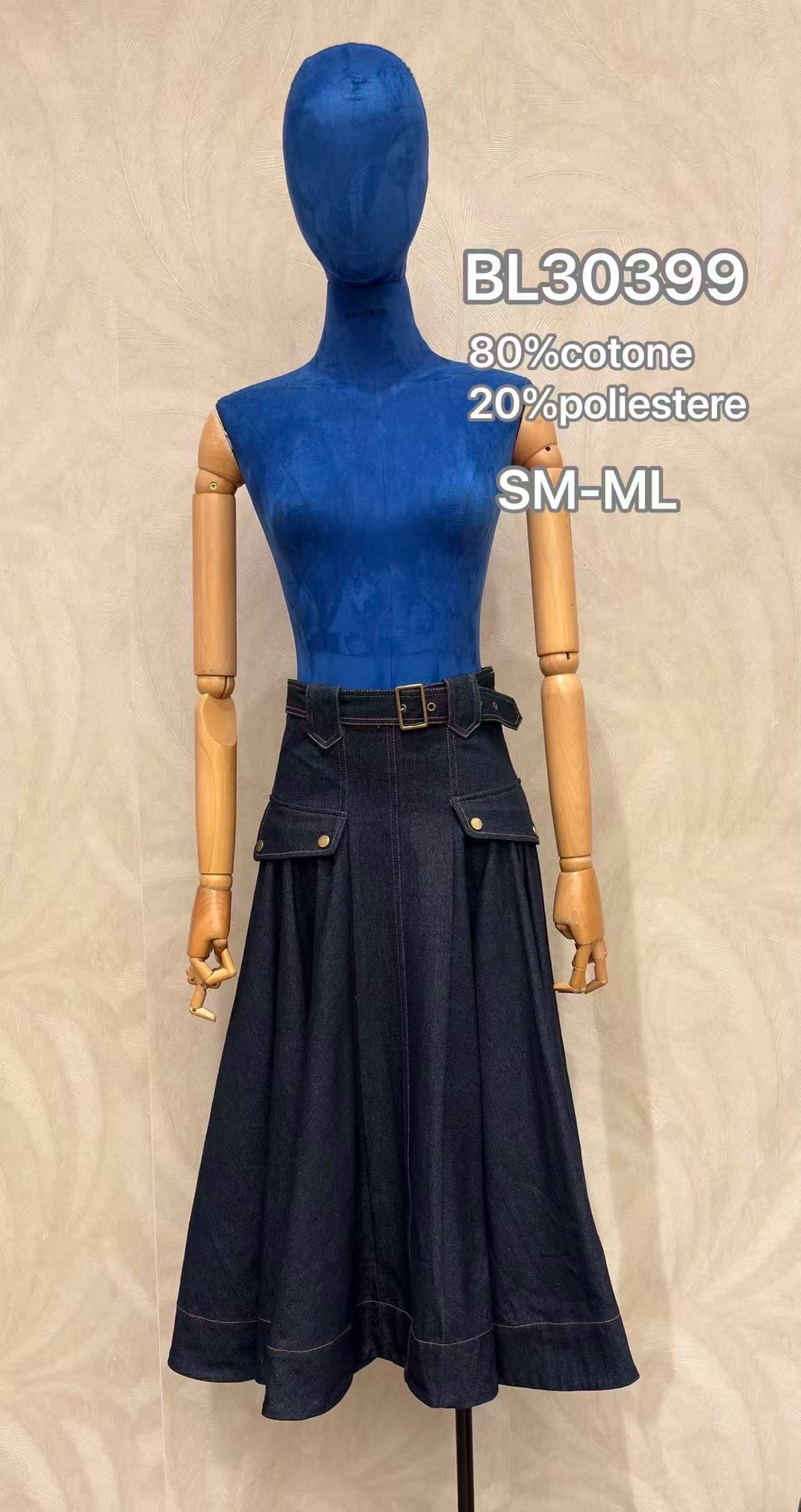 Spódnica Maxi Jeans Z Paskiem
