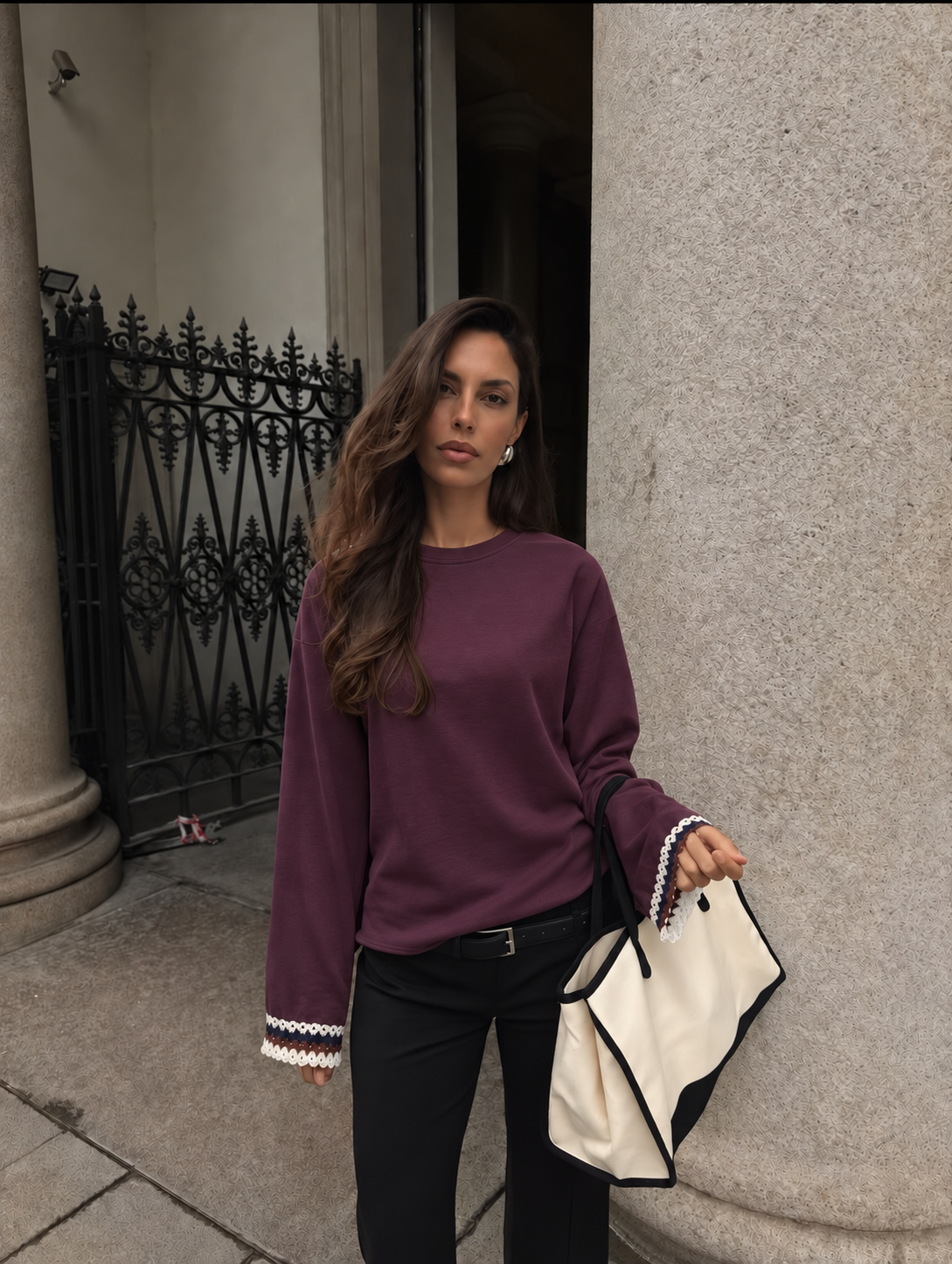 Bluza Luźny Fason Okrągły Dekolt