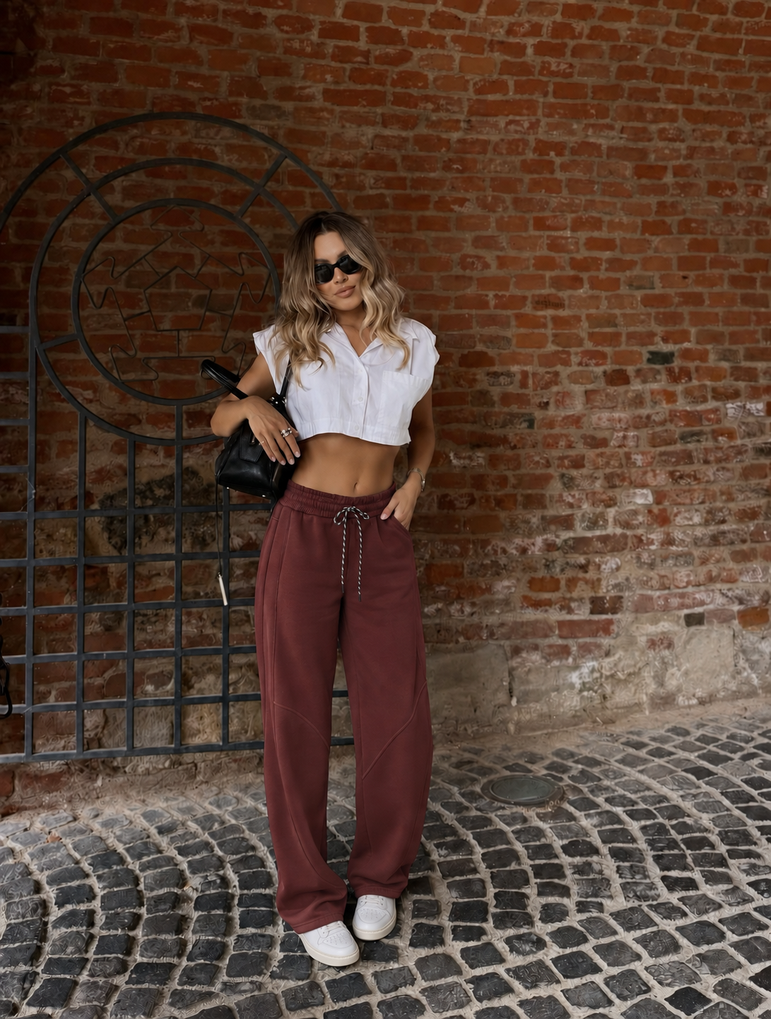 Spodnie Wide Leg z Troczkiem