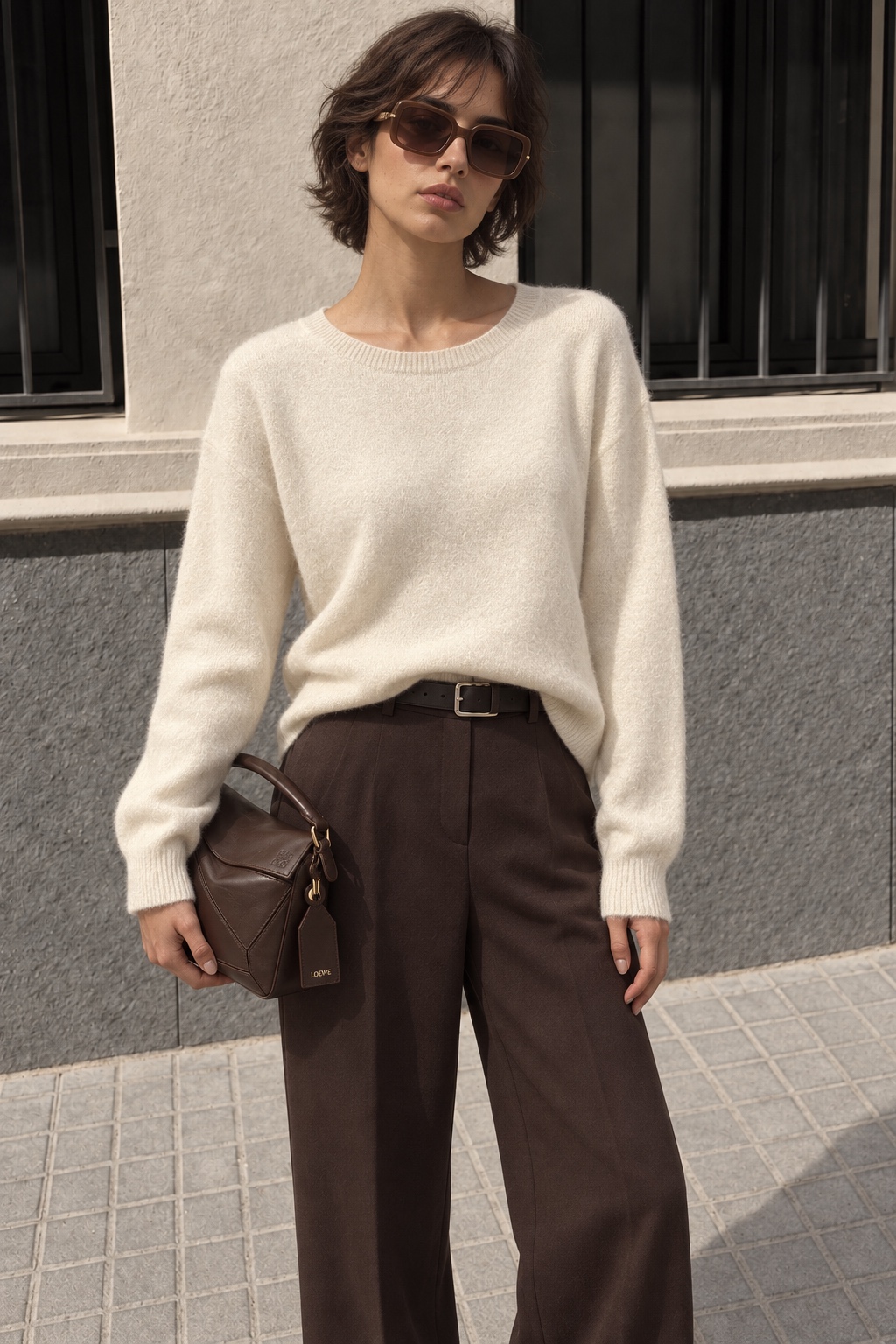 Sweter Luźny Okrągły Dekolt