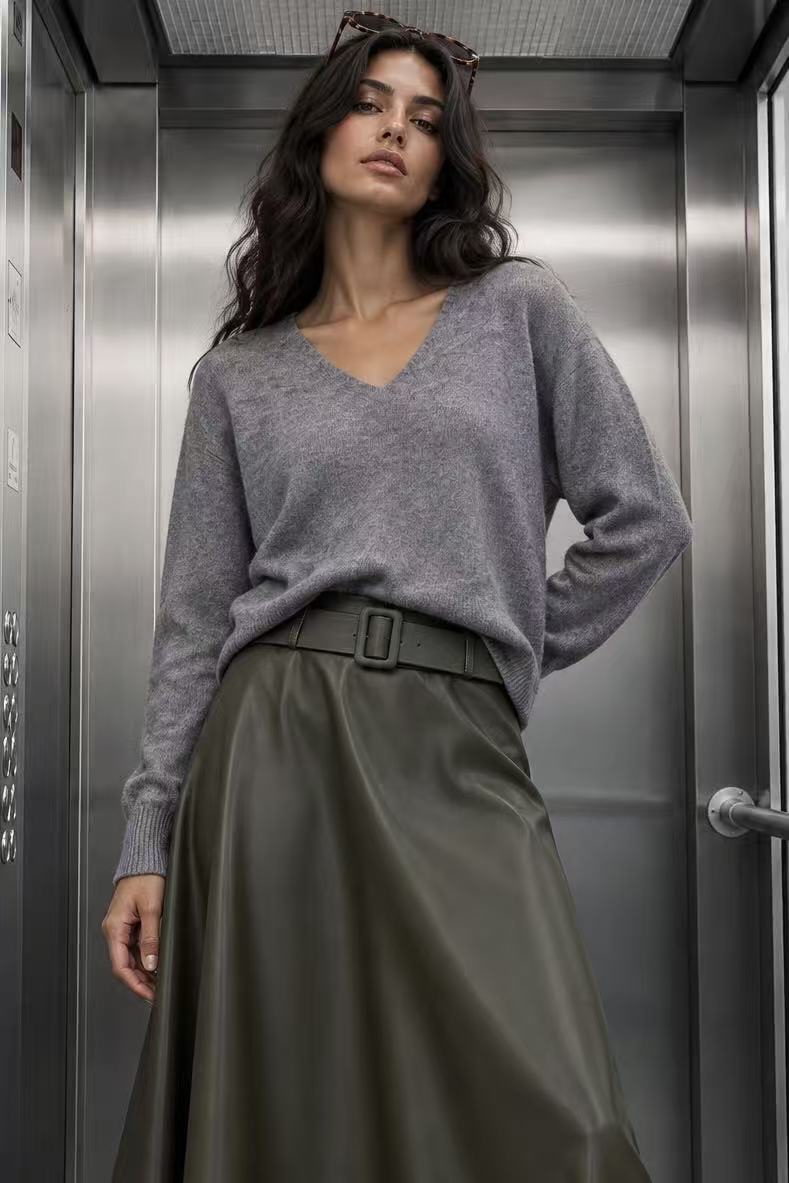 Sweter Luźny W Serek
