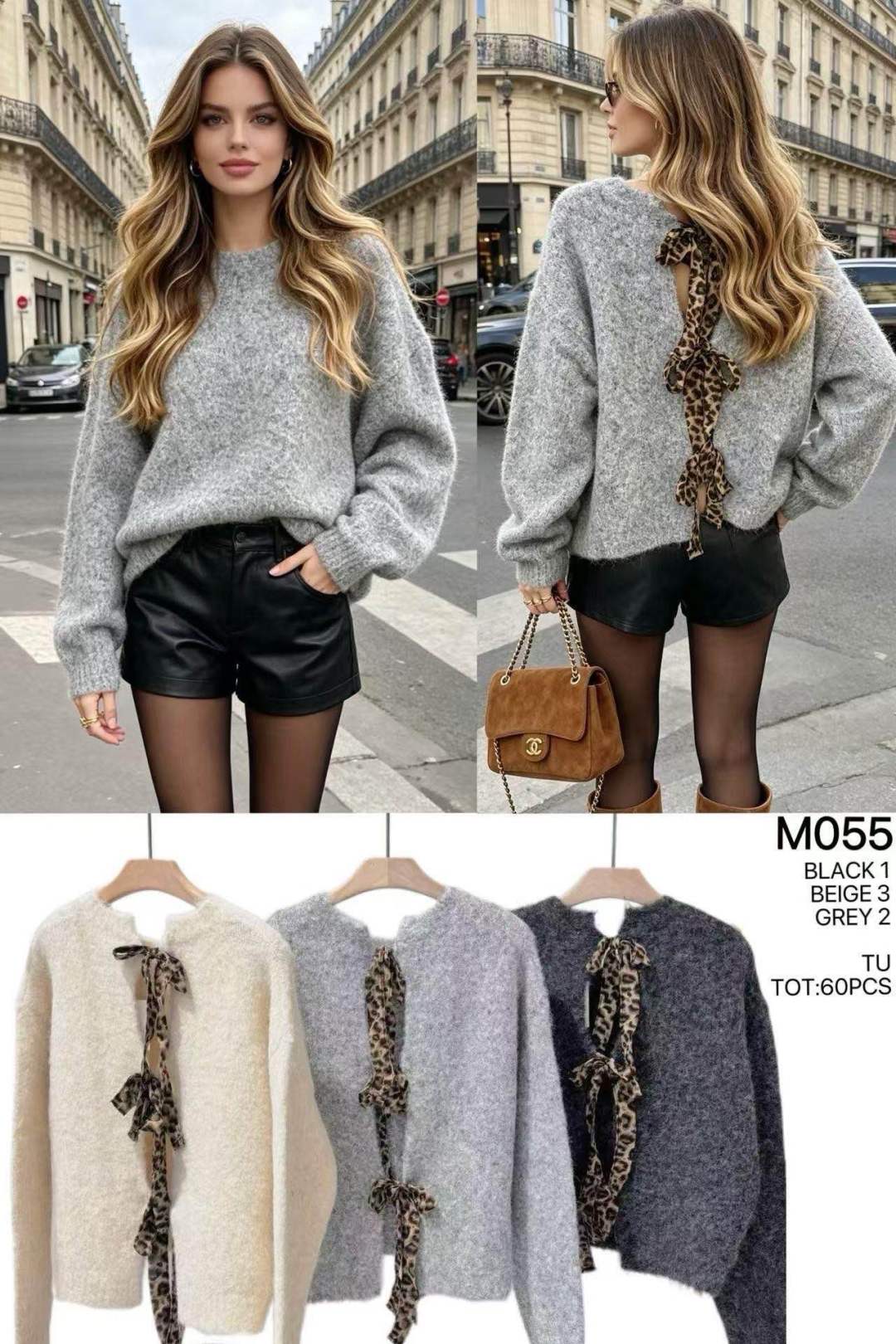 Sweter luźny z kokardą