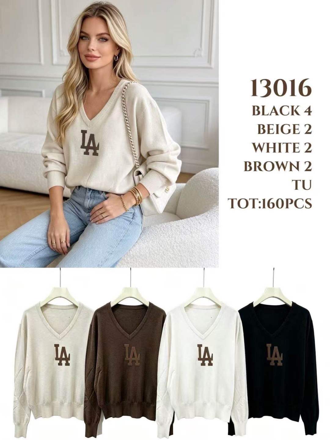 Sweter z Logo V‑neck