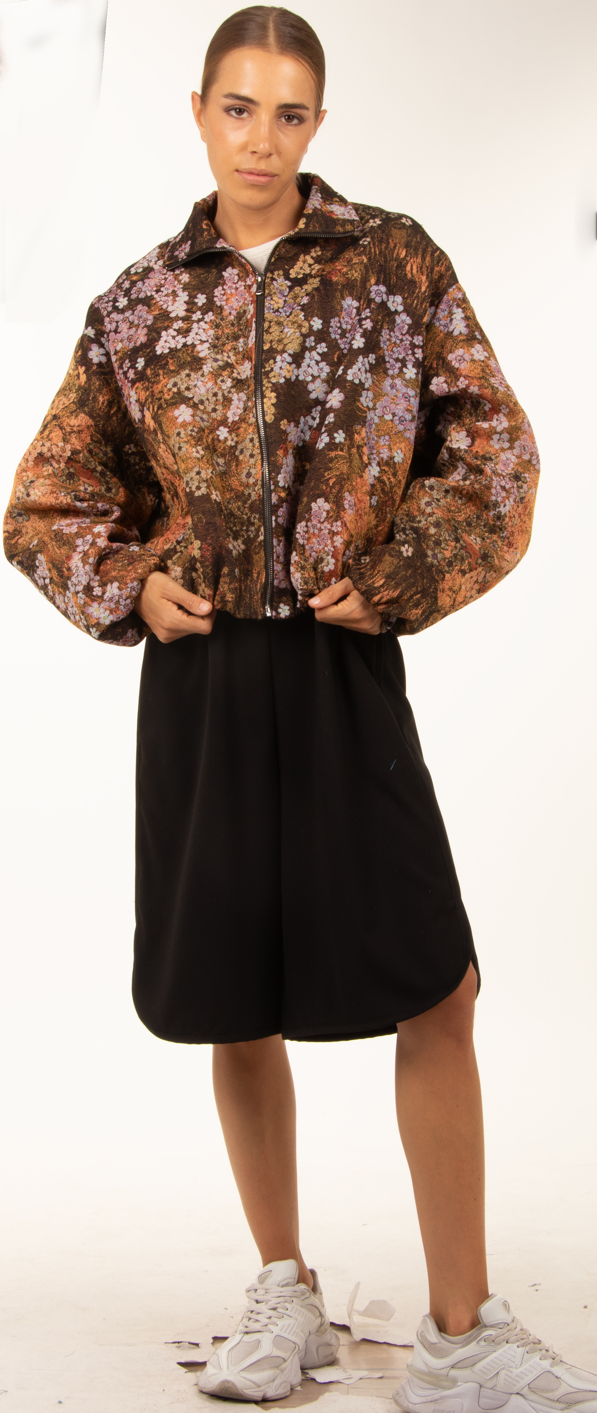 Kurtka Oversize Bomber Kwiatowa
