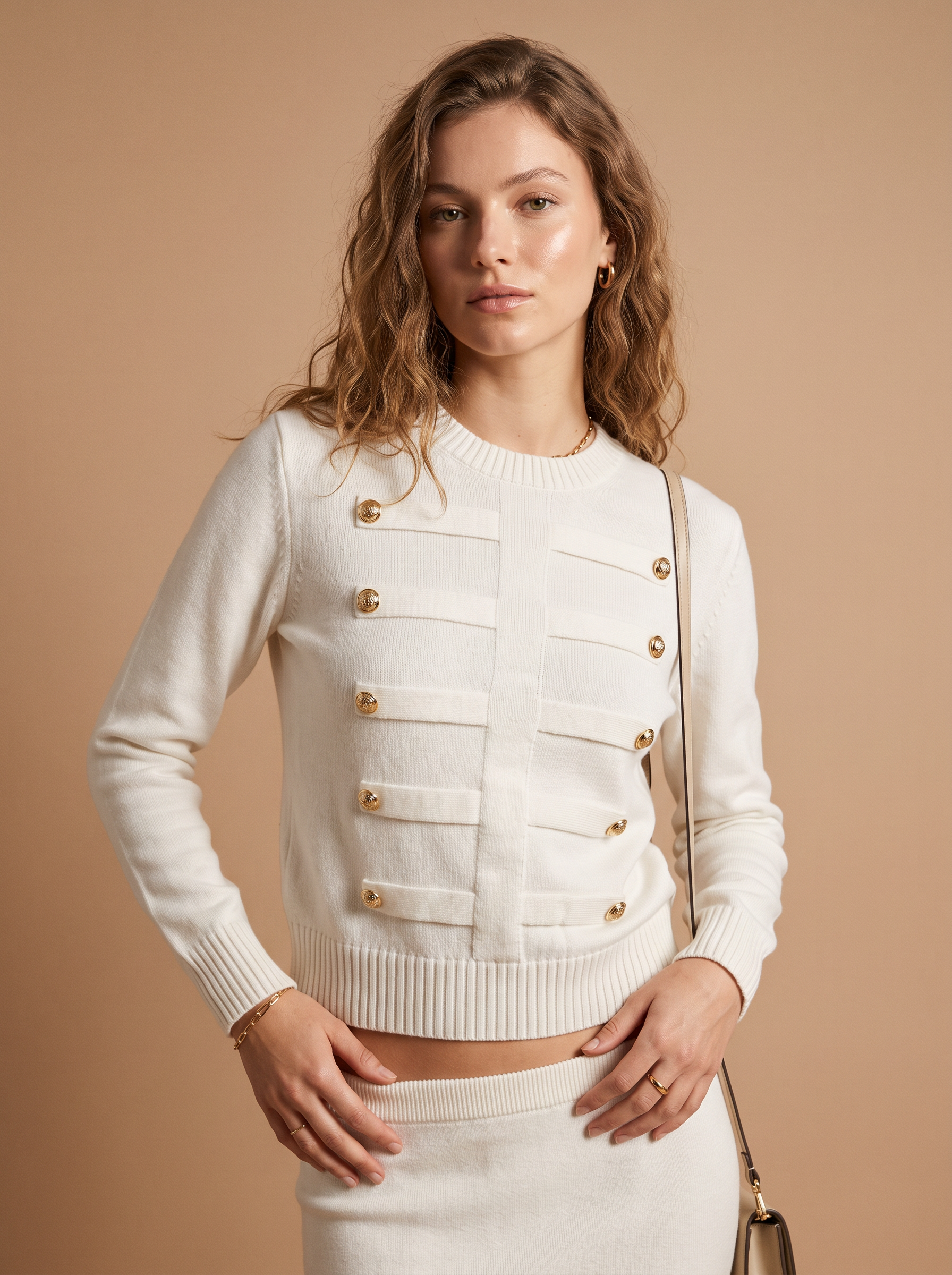 Sweter prążkowany z guzikami