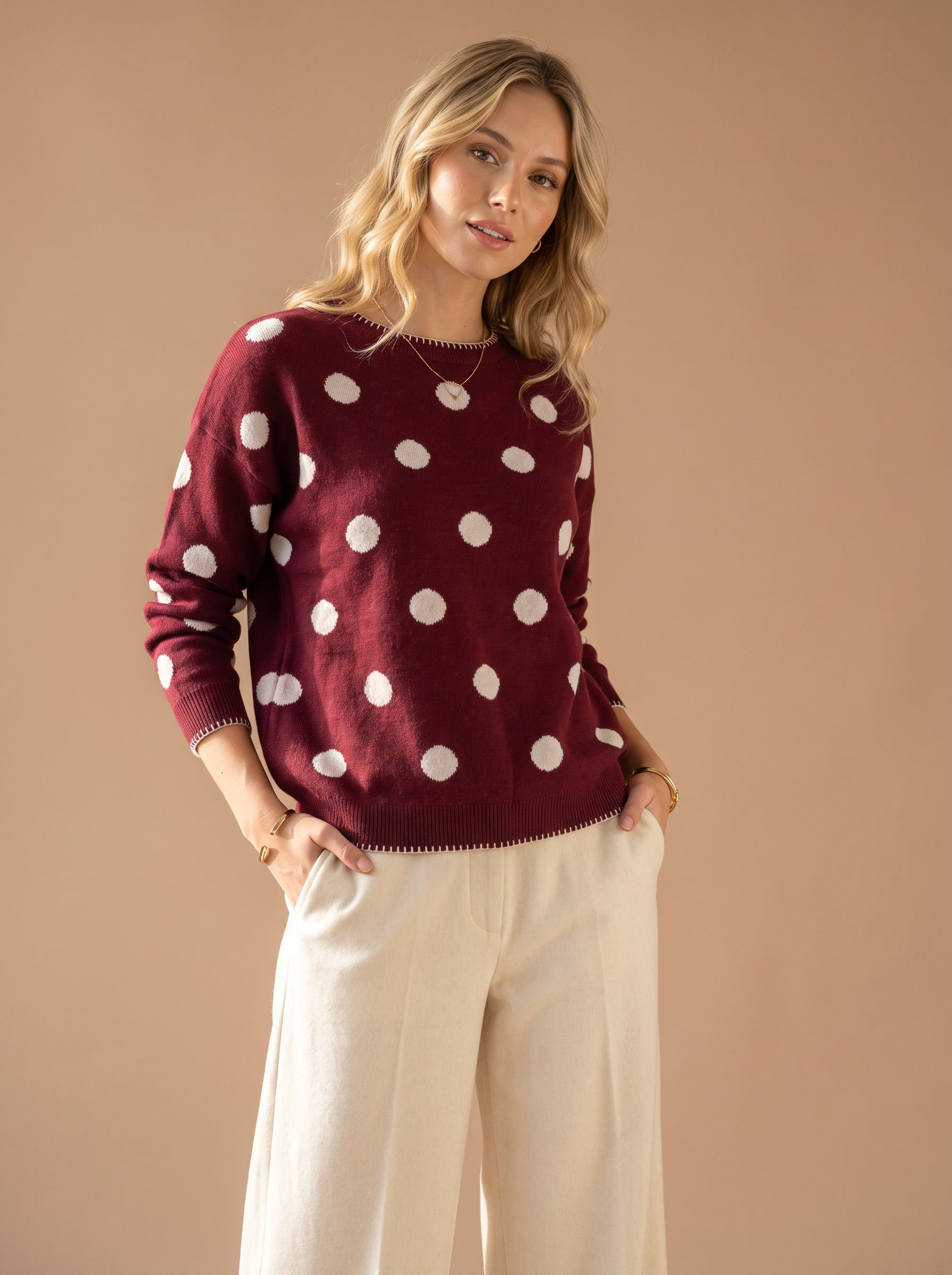Sweter luźny z groszkami