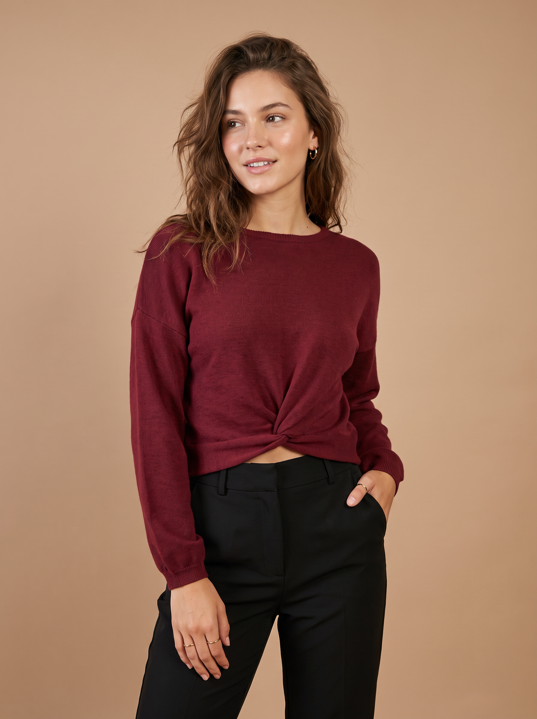Sweter Cropped z Marszczeniem