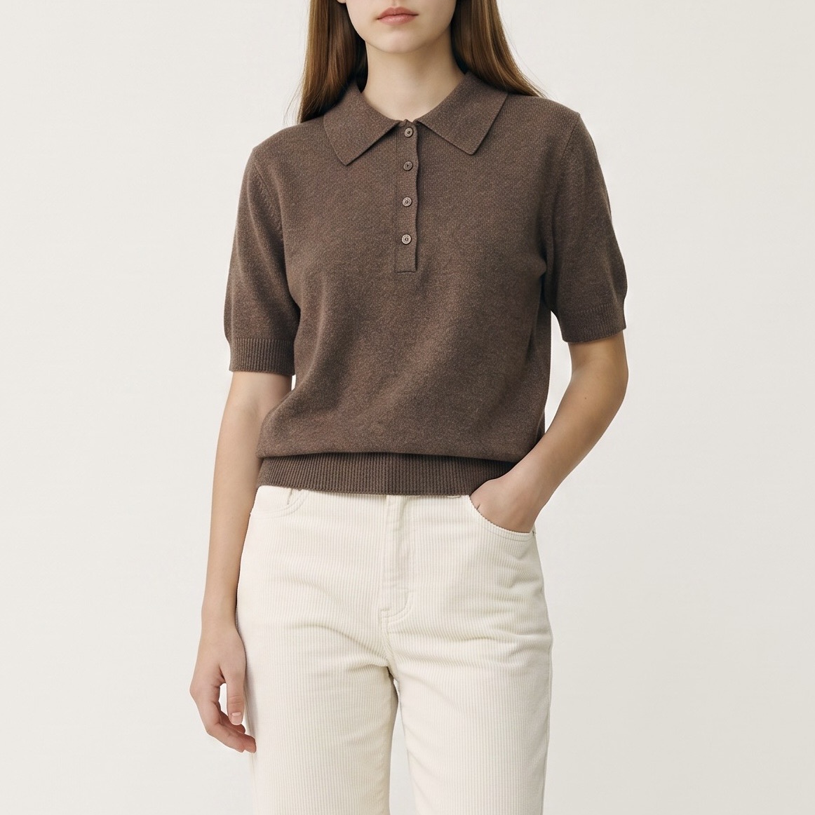 Sweter Polo Krótki Rękaw