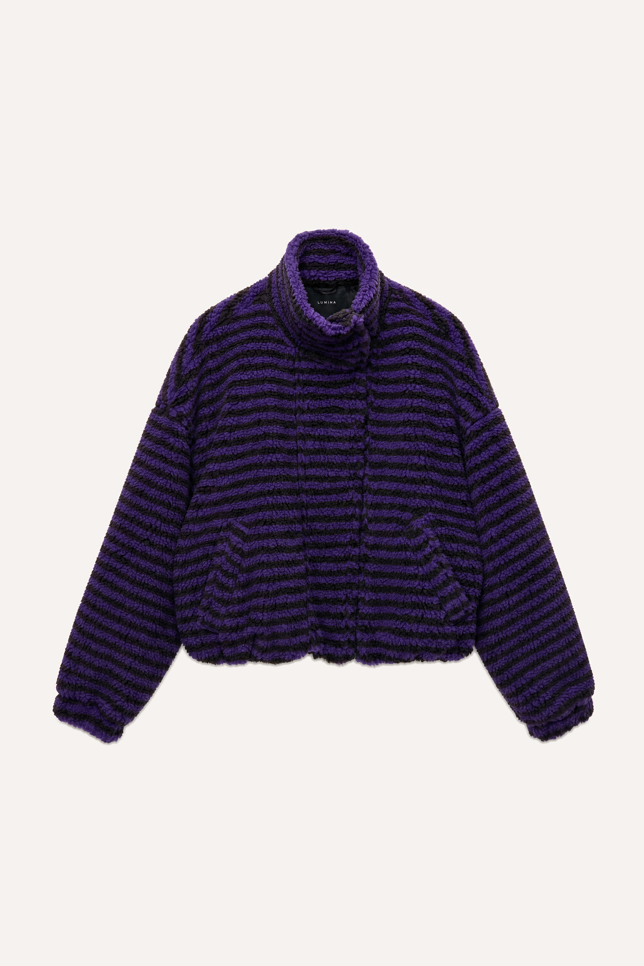 Kurtka Cropped Paski Stójka