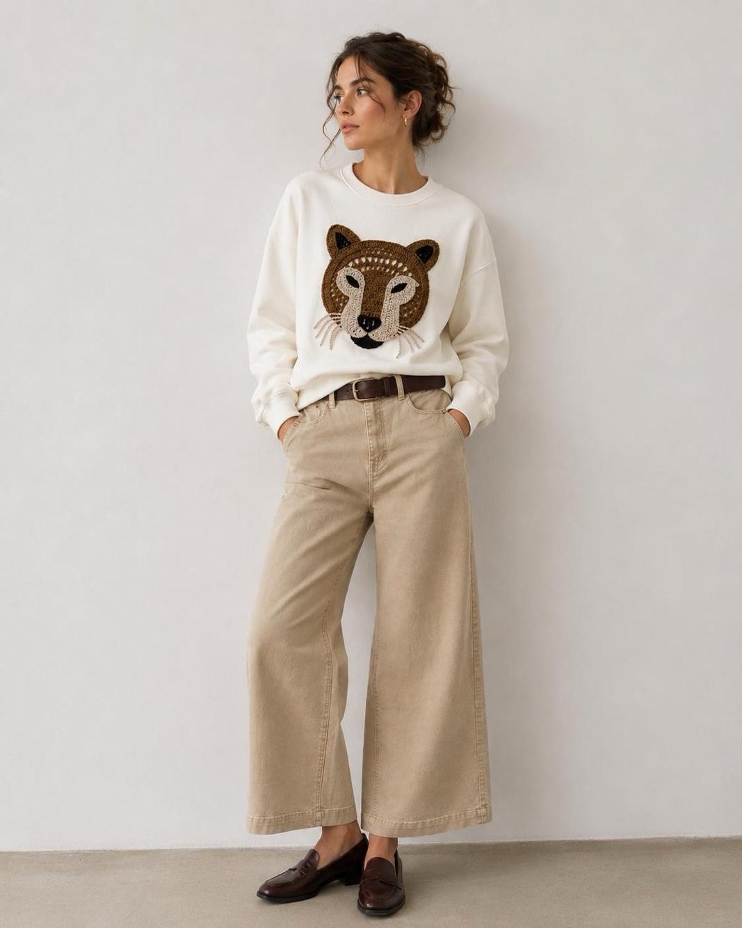 Bluza Luźna Z Haftem